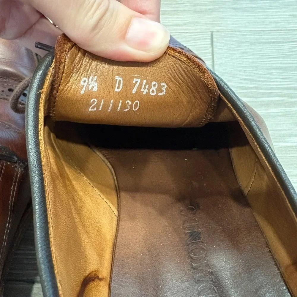 Allen Edmonds Mens Tan Brown Cap Toe Lace Up Classic Leather Dress Shoes Sz 9.5D